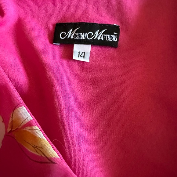 Vintage Meghan Matthews~ Pink Floral sleeveless Shift dress size 14 - Picture 5 of 5